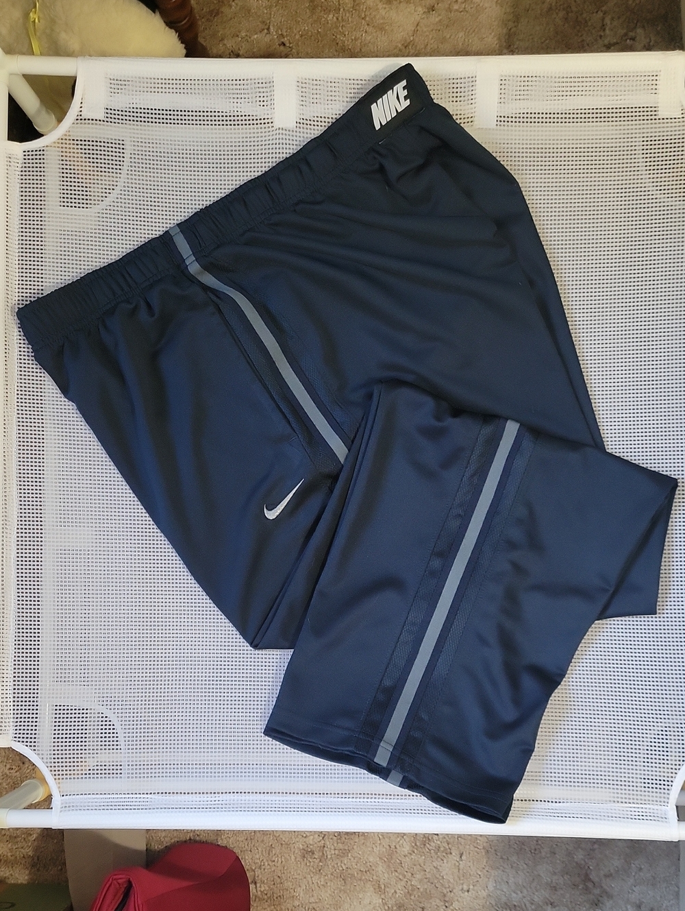 Nike Men's Navy Joggers with Gray Stripe